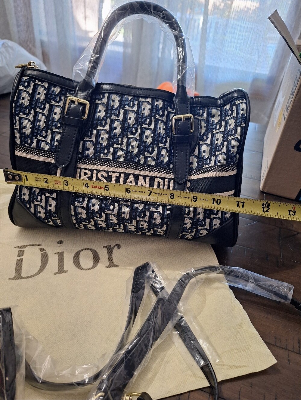 New Navy & White Satchel
